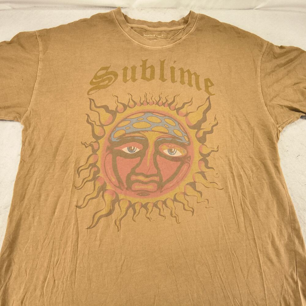 Sublime Band Short Sleeve Crew Neck Pre Torn T Shirt Mens Size Medium M Tan